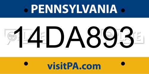 14DA893 Pennsylvania License Plate