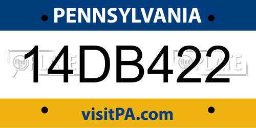14DB422 Pennsylvania License Plate