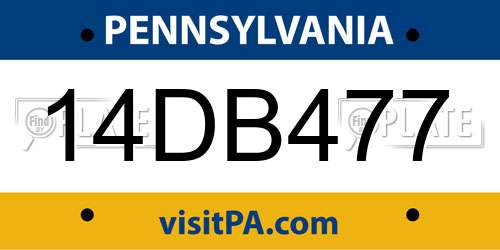 14DB477 Pennsylvania License Plate