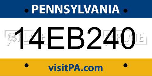14EB240 Pennsylvania License Plate