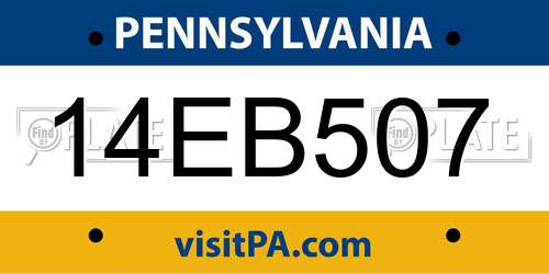 14EB507 Pennsylvania License Plate
