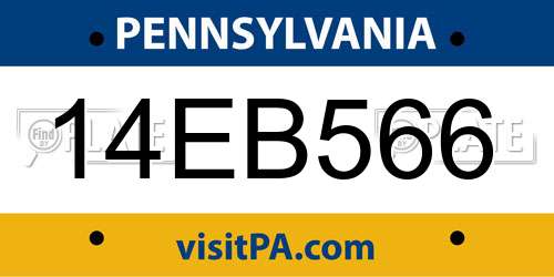 14EB566 Pennsylvania License Plate