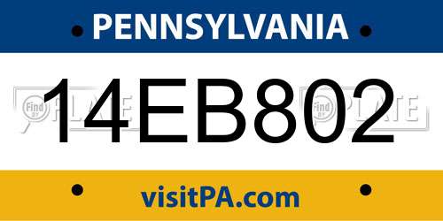 14EB802 Pennsylvania License Plate