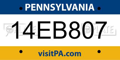 14EB807 Pennsylvania License Plate