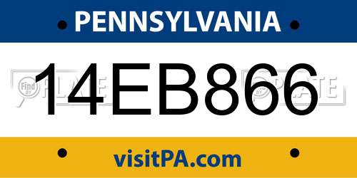 14EB866 Pennsylvania License Plate