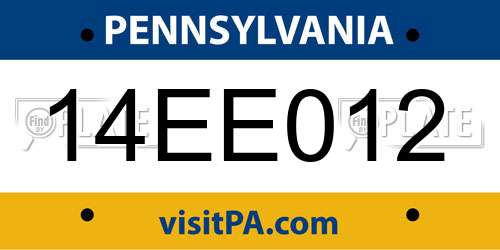 14EE012 Pennsylvania License Plate