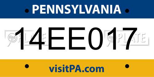 14EE017 Pennsylvania License Plate