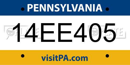 14EE405 Pennsylvania License Plate