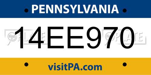 14EE970 Pennsylvania License Plate