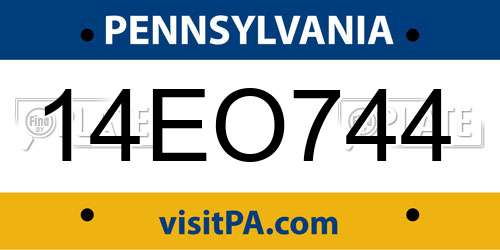 14EO744 Pennsylvania License Plate