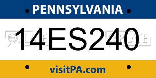 14ES240 Pennsylvania License Plate