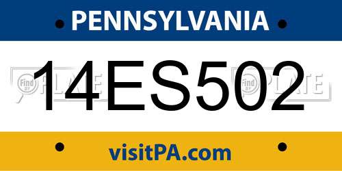 14ES502 Pennsylvania License Plate