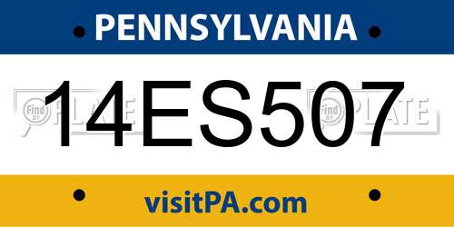 14ES507 Pennsylvania License Plate