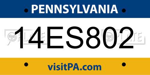 14ES802 Pennsylvania License Plate
