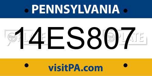 14ES807 Pennsylvania License Plate