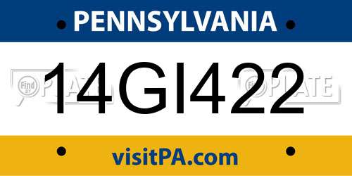 14GI422 Pennsylvania License Plate