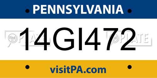 14GI472 Pennsylvania License Plate