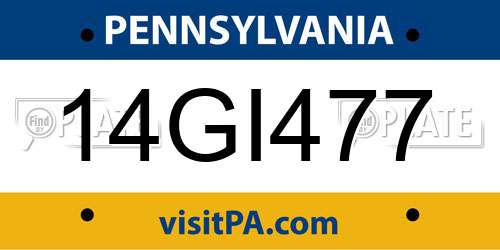 14GI477 Pennsylvania License Plate
