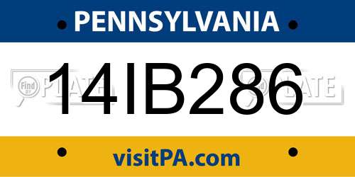 14IB286 Pennsylvania License Plate