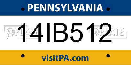 14IB512 Pennsylvania License Plate