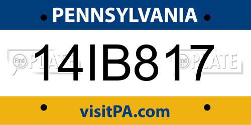 14IB817 Pennsylvania License Plate