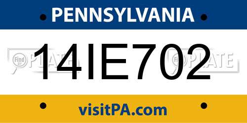 14IE702 Pennsylvania License Plate