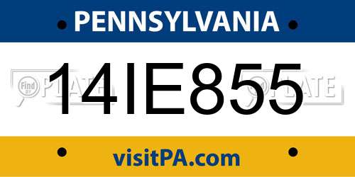 14IE855 Pennsylvania License Plate
