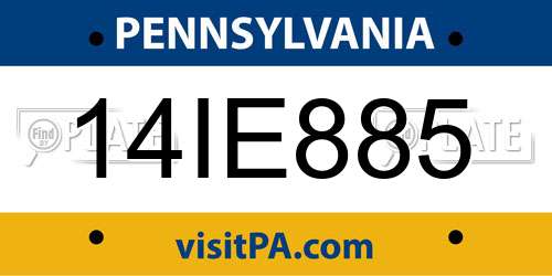 14IE885 Pennsylvania License Plate