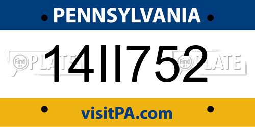 14II752 Pennsylvania License Plate