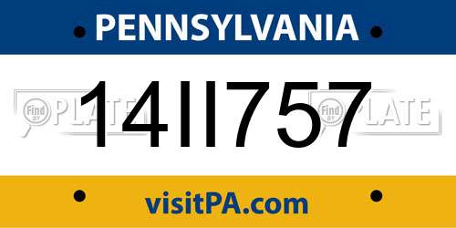14II757 Pennsylvania License Plate