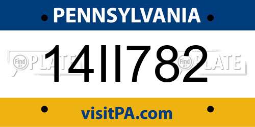 14II782 Pennsylvania License Plate
