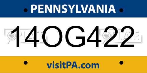 14OG422 Pennsylvania License Plate