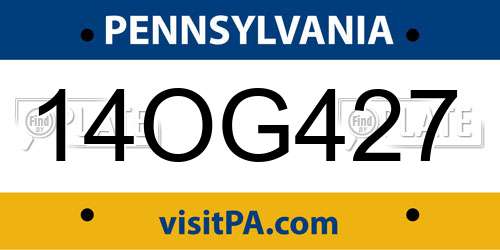 14OG427 Pennsylvania License Plate