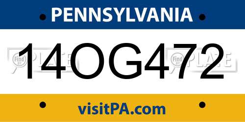 14OG472 Pennsylvania License Plate