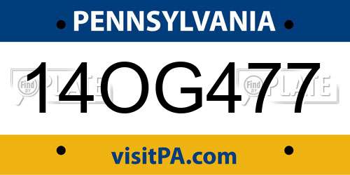 14OG477 Pennsylvania License Plate