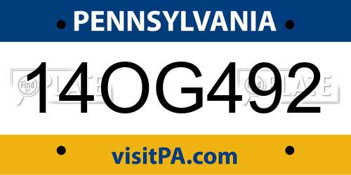14OG492 Pennsylvania License Plate