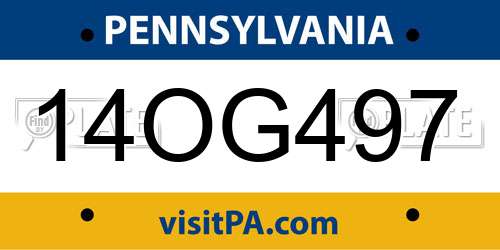 14OG497 Pennsylvania License Plate