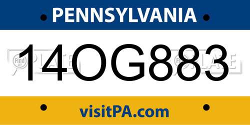 14OG883 Pennsylvania License Plate
