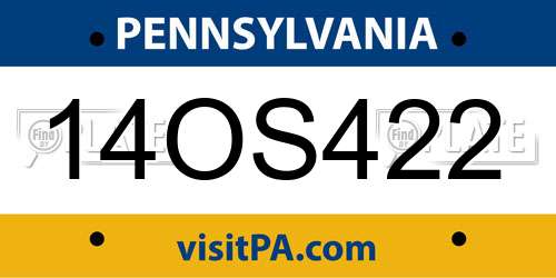 14OS422 Pennsylvania License Plate