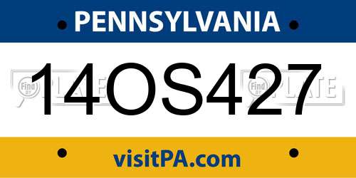 14OS427 Pennsylvania License Plate