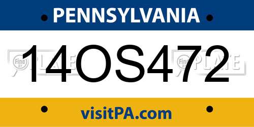 14OS472 Pennsylvania License Plate