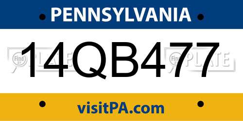 14QB477 Pennsylvania License Plate