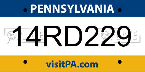 14RD229 Pennsylvania License Plate