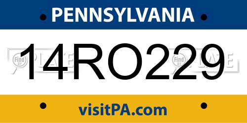 14RO229 Pennsylvania License Plate