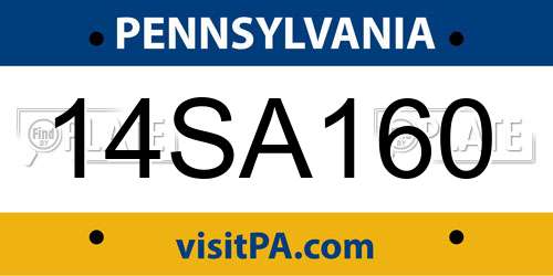 14SA160 Pennsylvania License Plate
