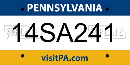 14SA241 Pennsylvania License Plate