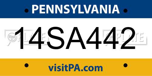14SA442 Pennsylvania License Plate