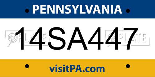 14SA447 Pennsylvania License Plate