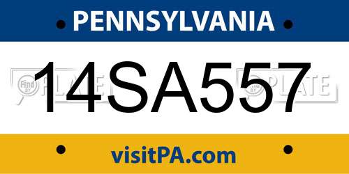 14SA557 Pennsylvania License Plate