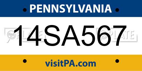 14SA567 Pennsylvania License Plate